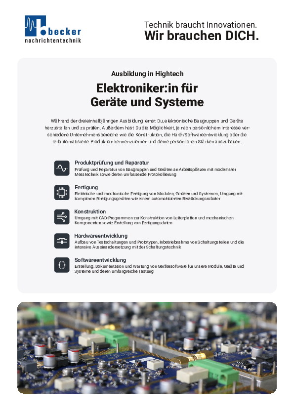 Ausbildung - ElektronikerIn für Geräte und Systeme - Becker Nachrichtentechnik GmbH.pdf